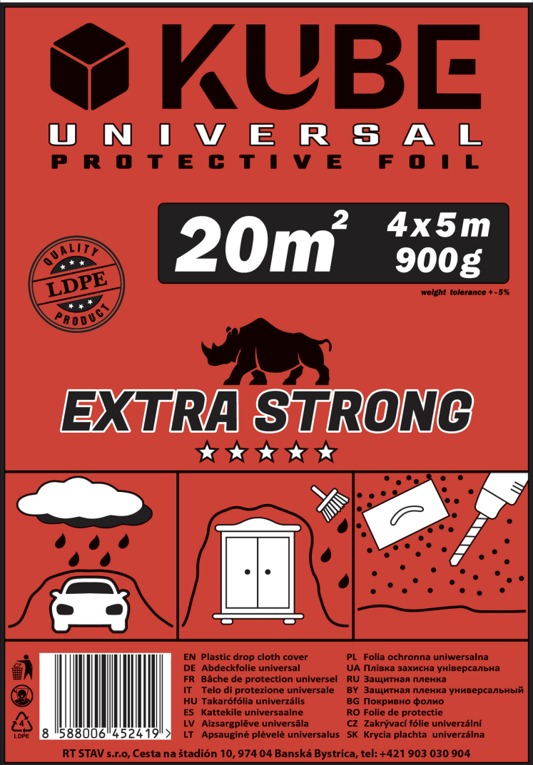 Zakrývacia fólia EXTRA STRONG 4x5m, 48 mic.